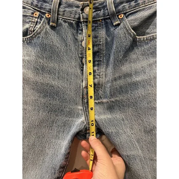 Vintage Levis 501 Blue Solid High Rise Straight Leg Jeans Size Waist 32 - Picture 5 of 10